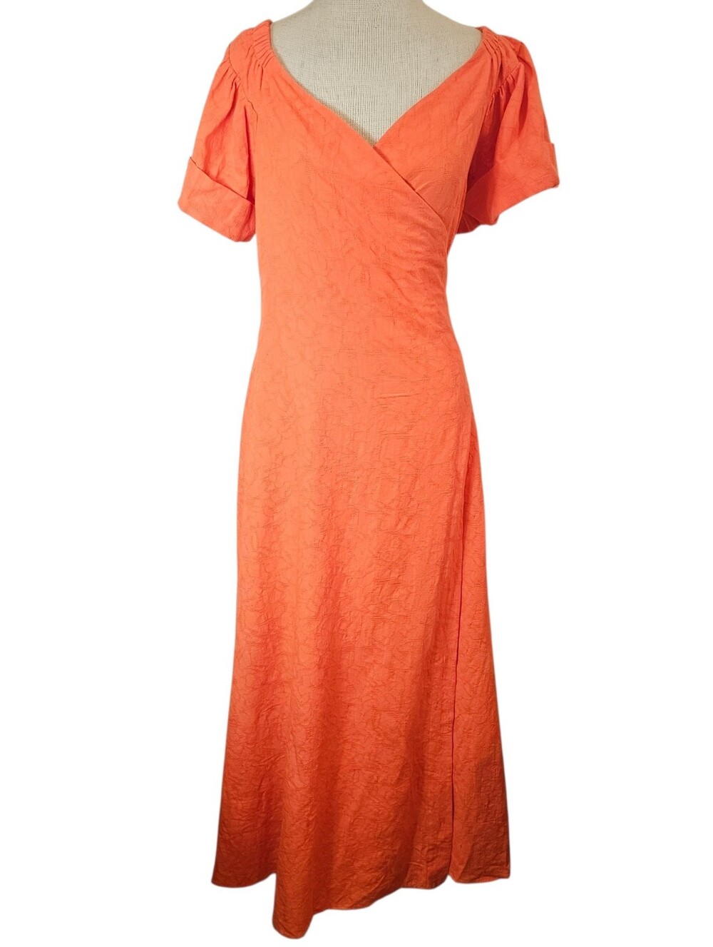 Mara Hoffman Adelina Wrap Maxi Dress Size XL Coral Orange Organic Cotton Linen